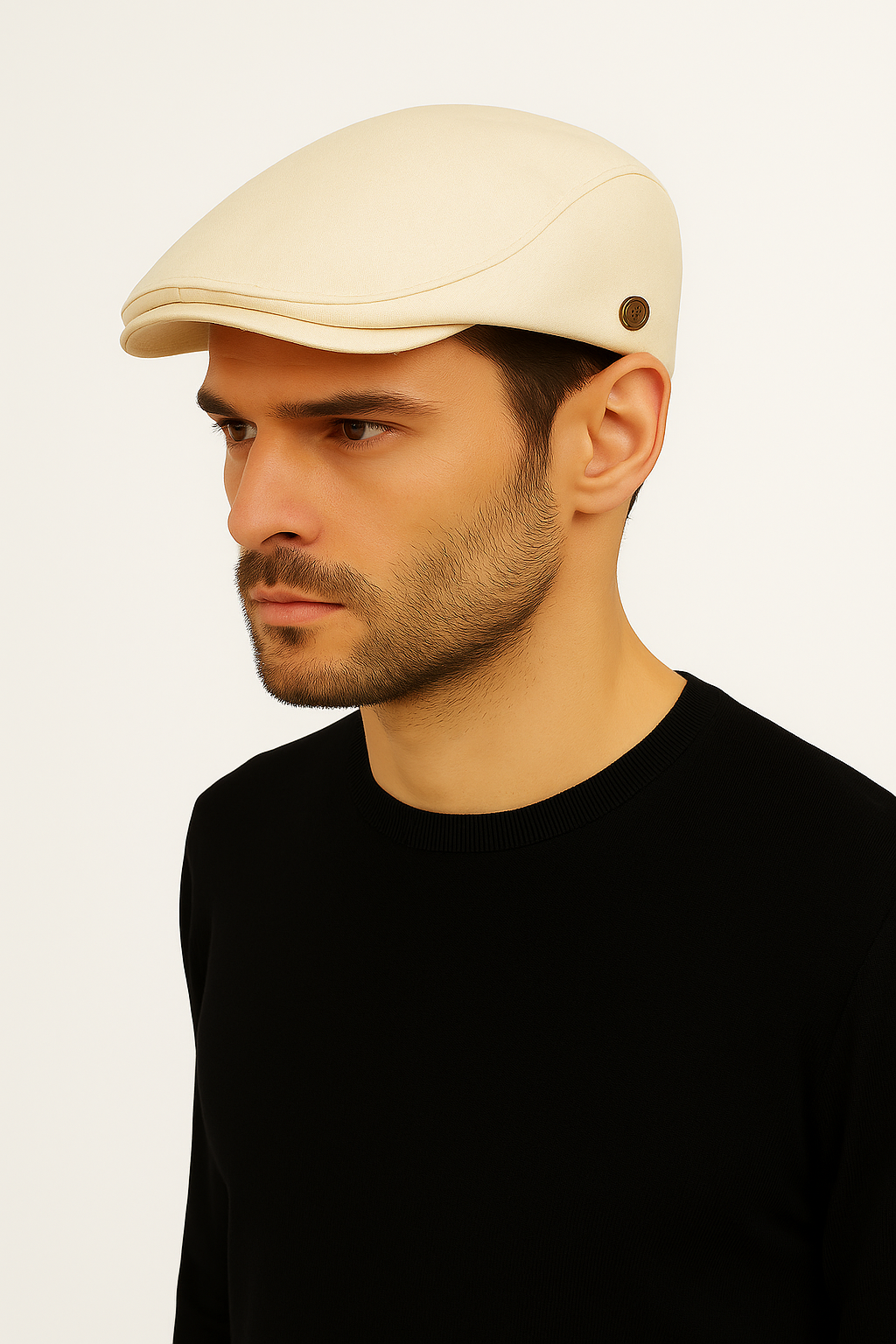 Erkek London Flat Model Yazlık Kumaş Arkası Lastikli Şık ve Modern Kasket Şapka