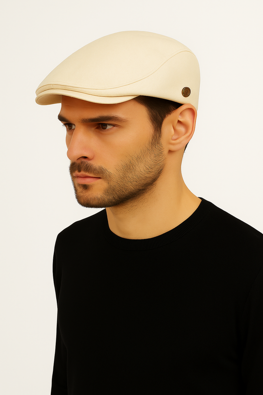 Erkek London Flat Model Yazlık Kumaş Arkası Lastikli Şık ve Modern Kasket Şapka